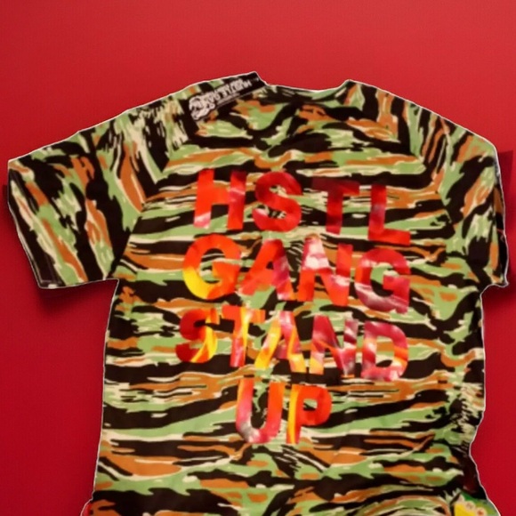 Hustle Gang Camouflage Tee Shirt Size Medium Men's Hip Hop Streetwear - Picture 4 of 5